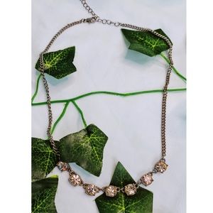 Gold Short Necklace with Peach Jewels